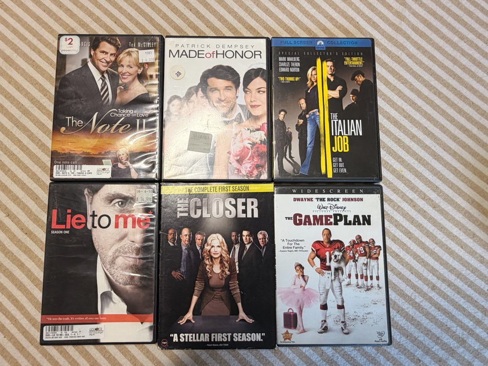 DVD Lot of 6 Lie To Me The Closer Italian Job Game Plan Made of Honor The Note 2